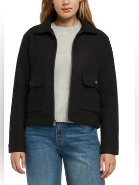 Banana Republic Black Zip Front Utility Jacket Coat Size Medium